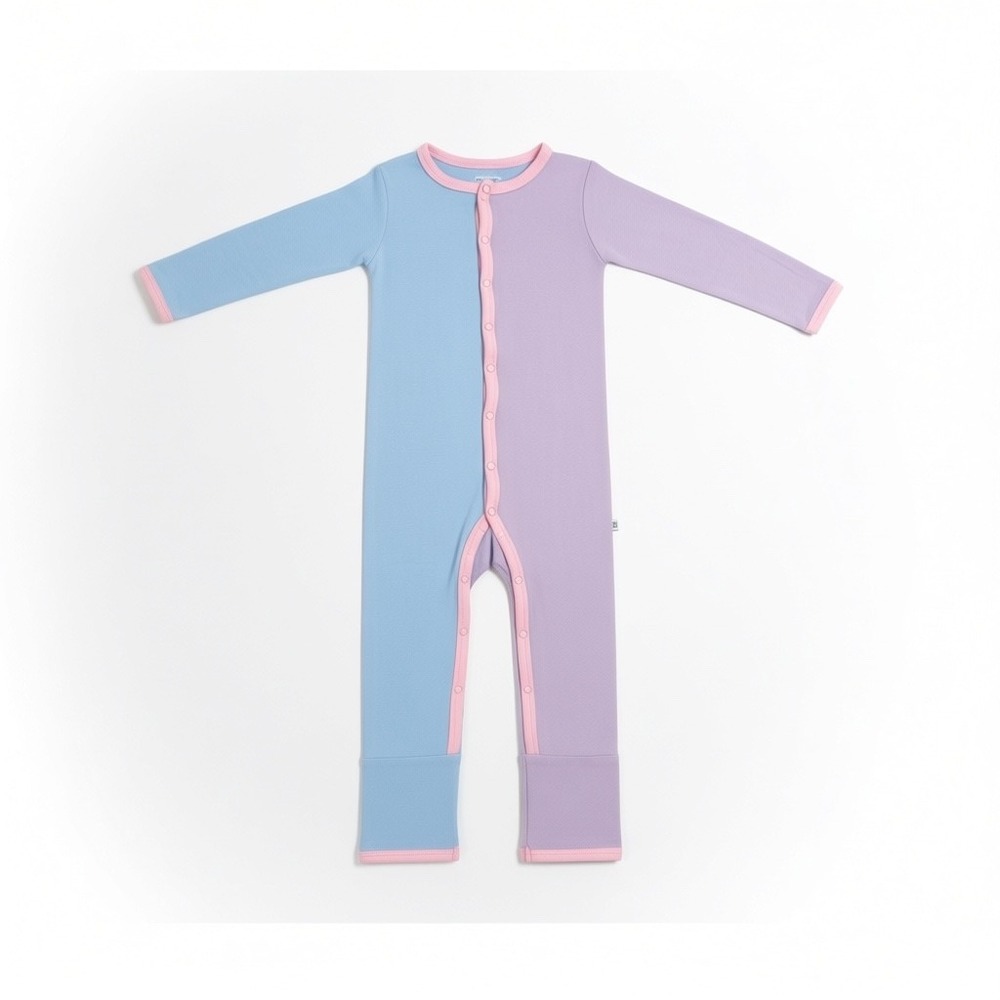 Bubble Baby 3T Bamboo Viscose Snap Romper Blue Purple Colorblock BB-006 NWT
